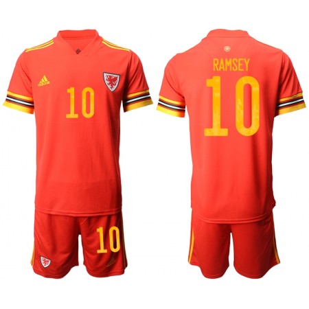 Wales Fotbollströjor Aaron Ramsey 10 Barn Hemma tröja EM 2020 Kortärmad